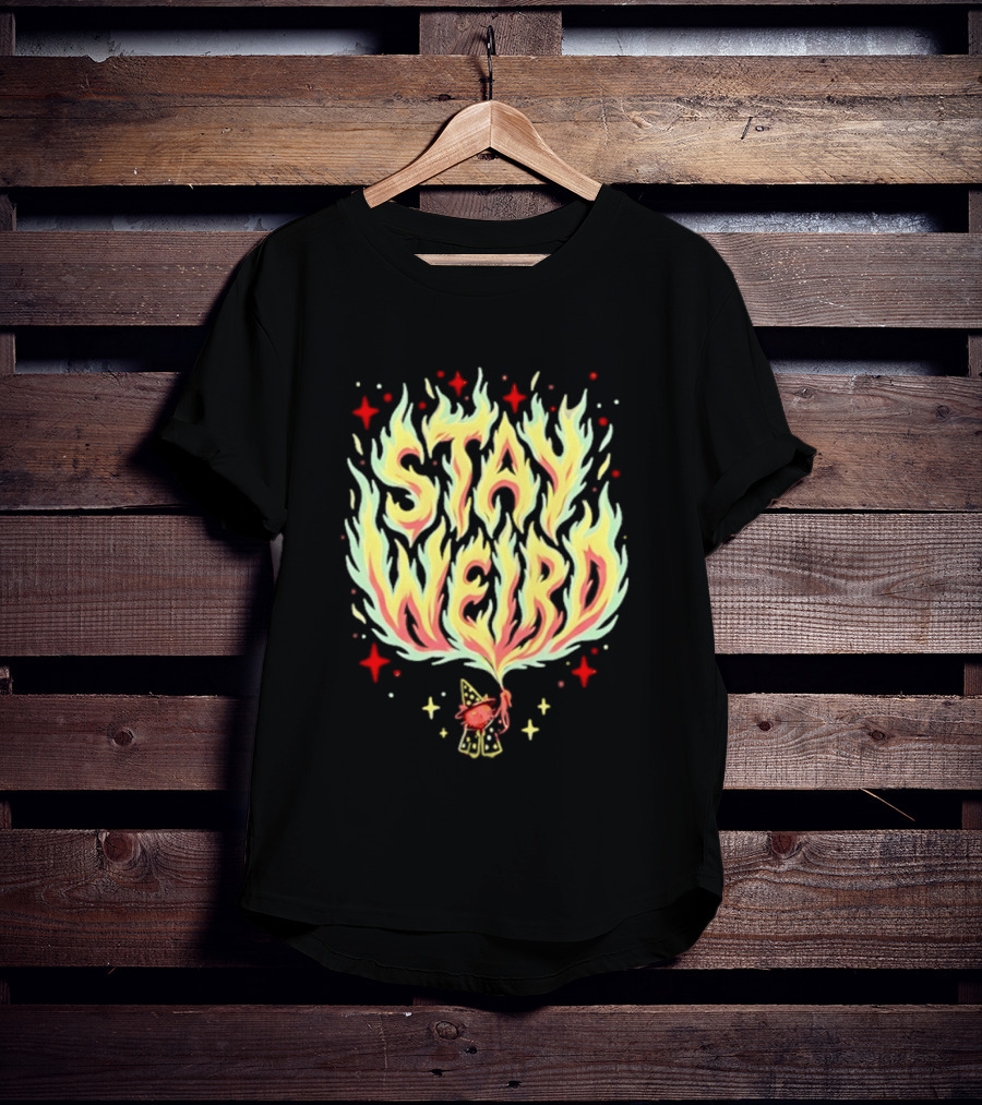 Stay Weird Witch Cat Magic Flame T-Shirt