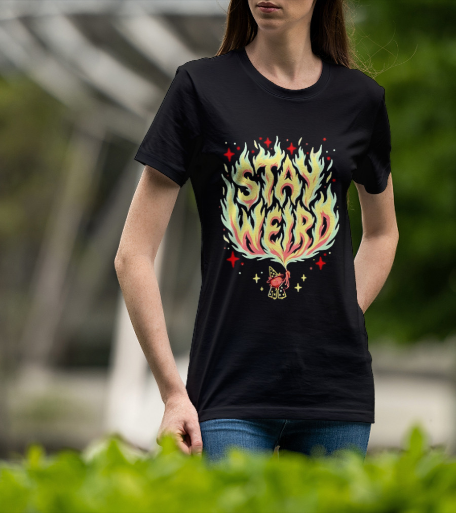 Stay Weird Witch Cat Magic Flame T-Shirt