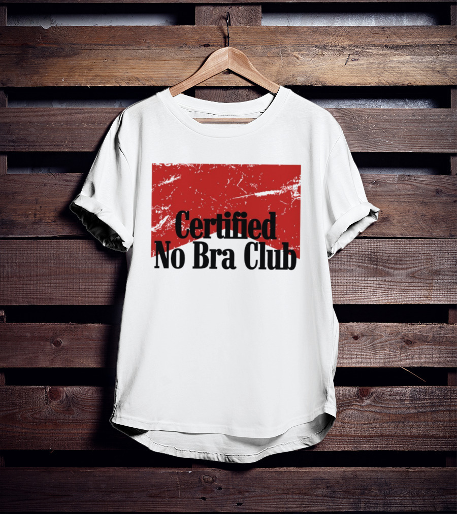 Certified No Bra Club Marlboro Parody Red Banner T-Shirt