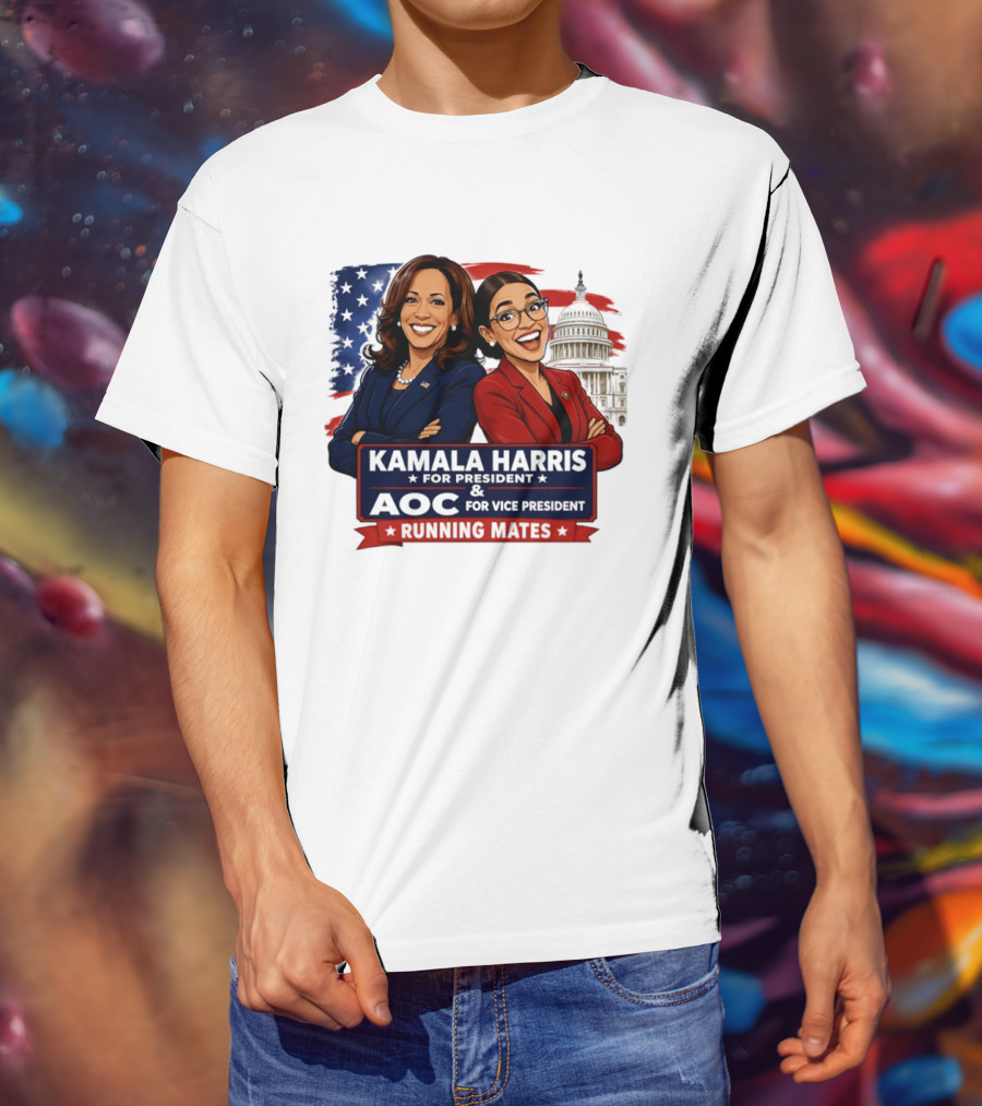 Kamala Harris For President AOC Vice President Running Mates Capitol T-Shirt