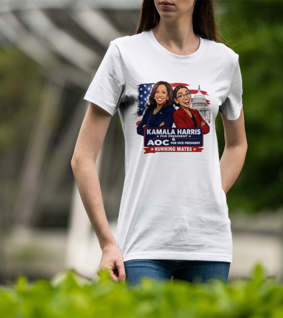 Kamala Harris For President AOC Vice President Running Mates Capitol T-Shirt