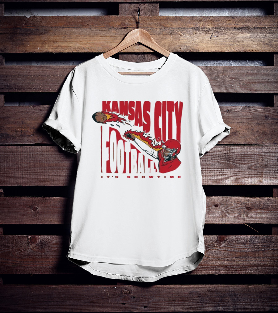 Kansas City Football It's Showtime Quarterback Fireball Pass T-Shirt