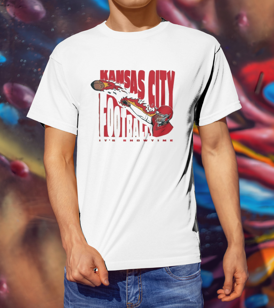 Kansas City Football It's Showtime Quarterback Fireball Pass T-Shirt