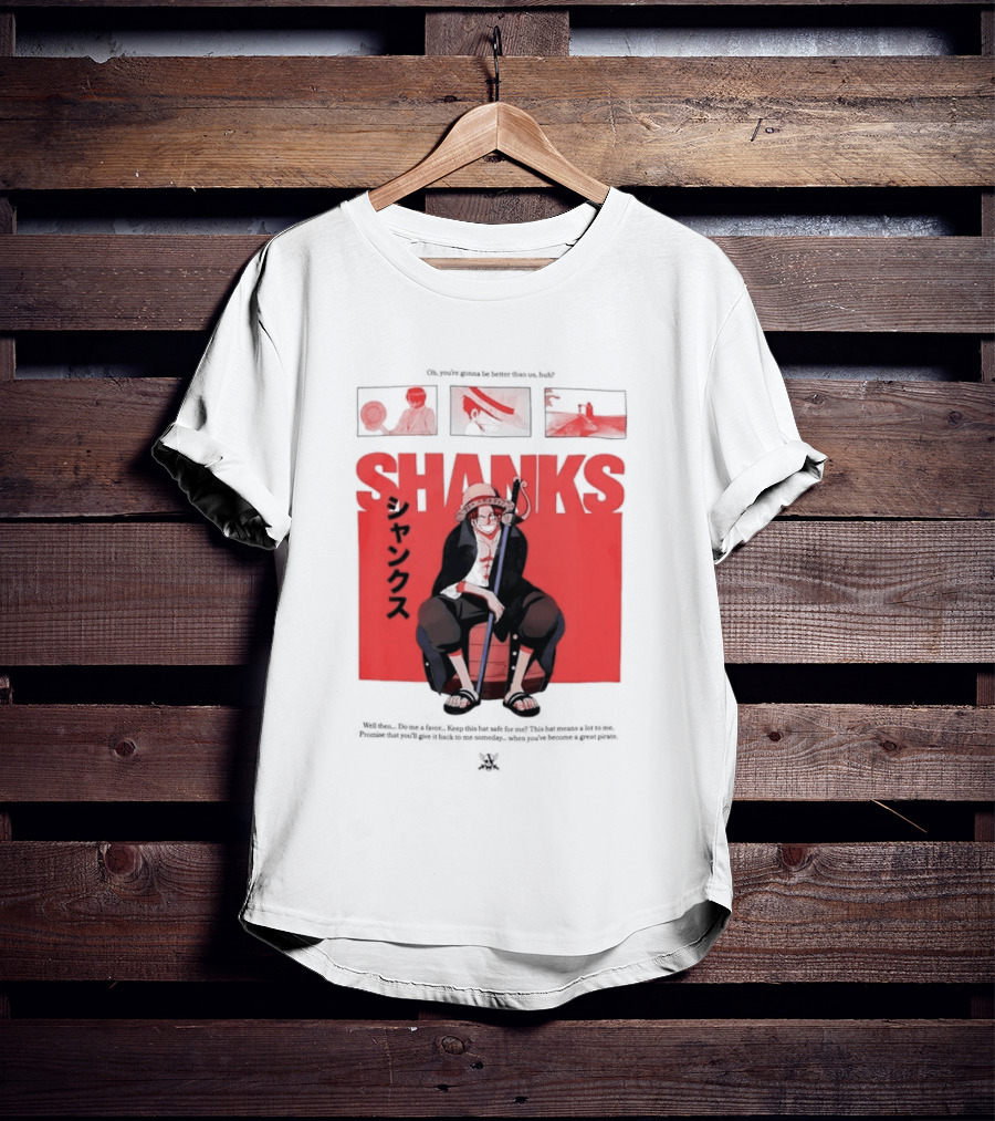 One Piece Shanks Luffy Straw Hat Pirates Manga Panels T-Shirt