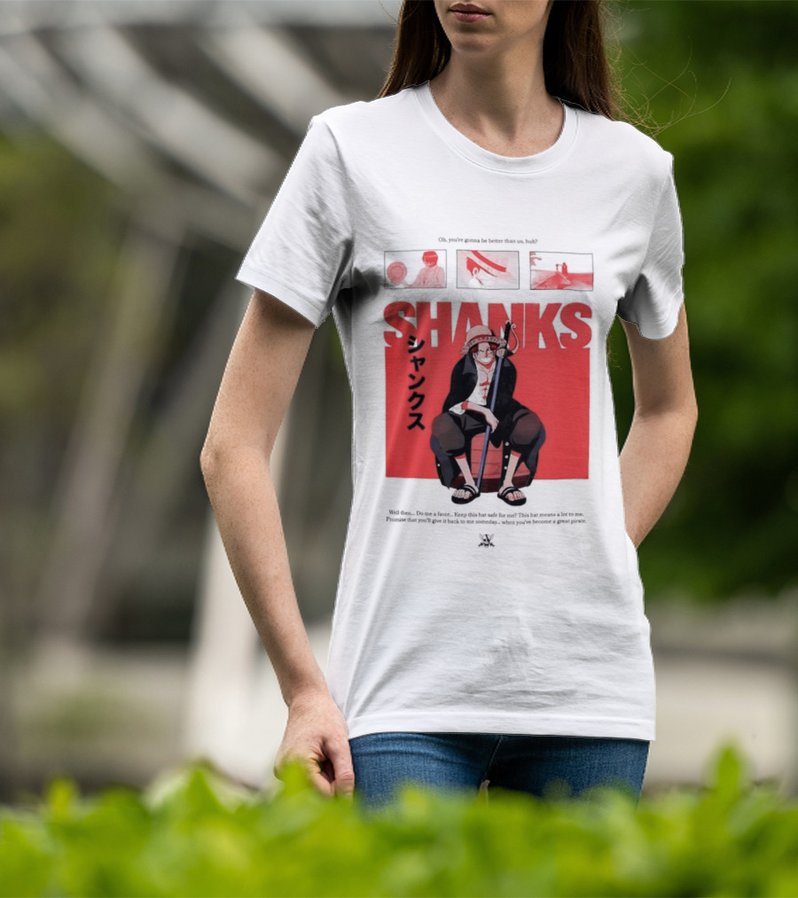 One Piece Shanks Luffy Straw Hat Pirates Manga Panels T-Shirt