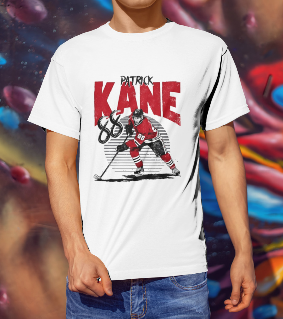 Patrick Kane 88 Chicago Blackhawks Hockey Player Action T-Shirt