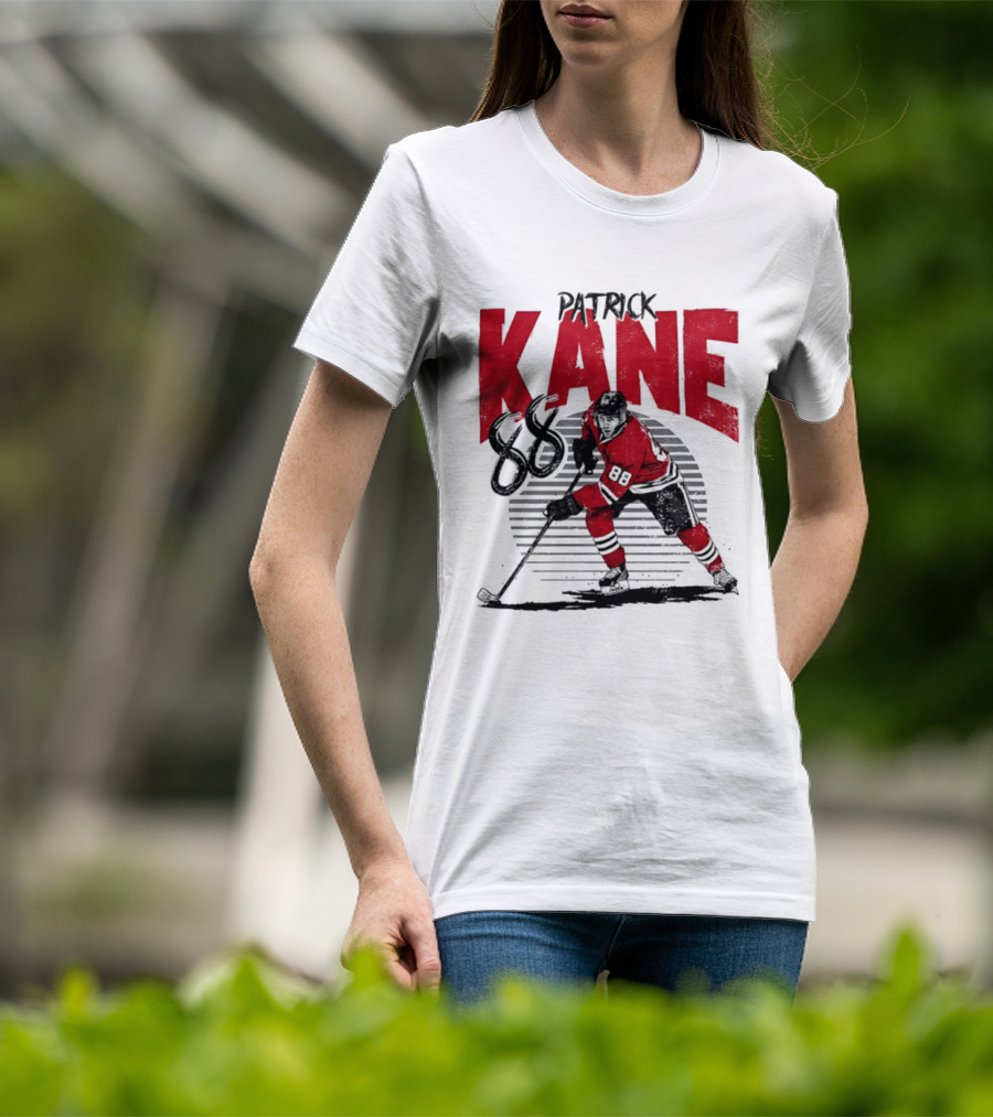 Patrick Kane 88 Chicago Blackhawks Hockey Player Action T-Shirt