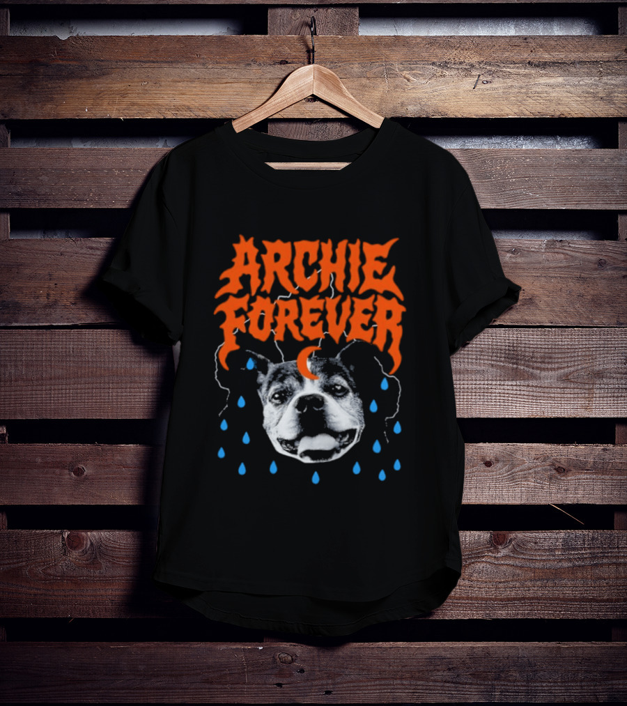 Archie Forever Dog Memorial Pet Tribute With Teardrops And Crescent Moon T-Shirt