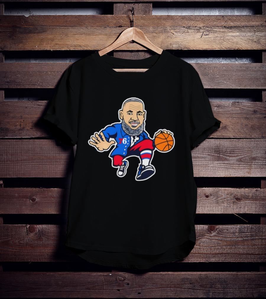 LeBron James Philadelphia Sixers Cartoon Basketball Player With Number 76 T-Shirt