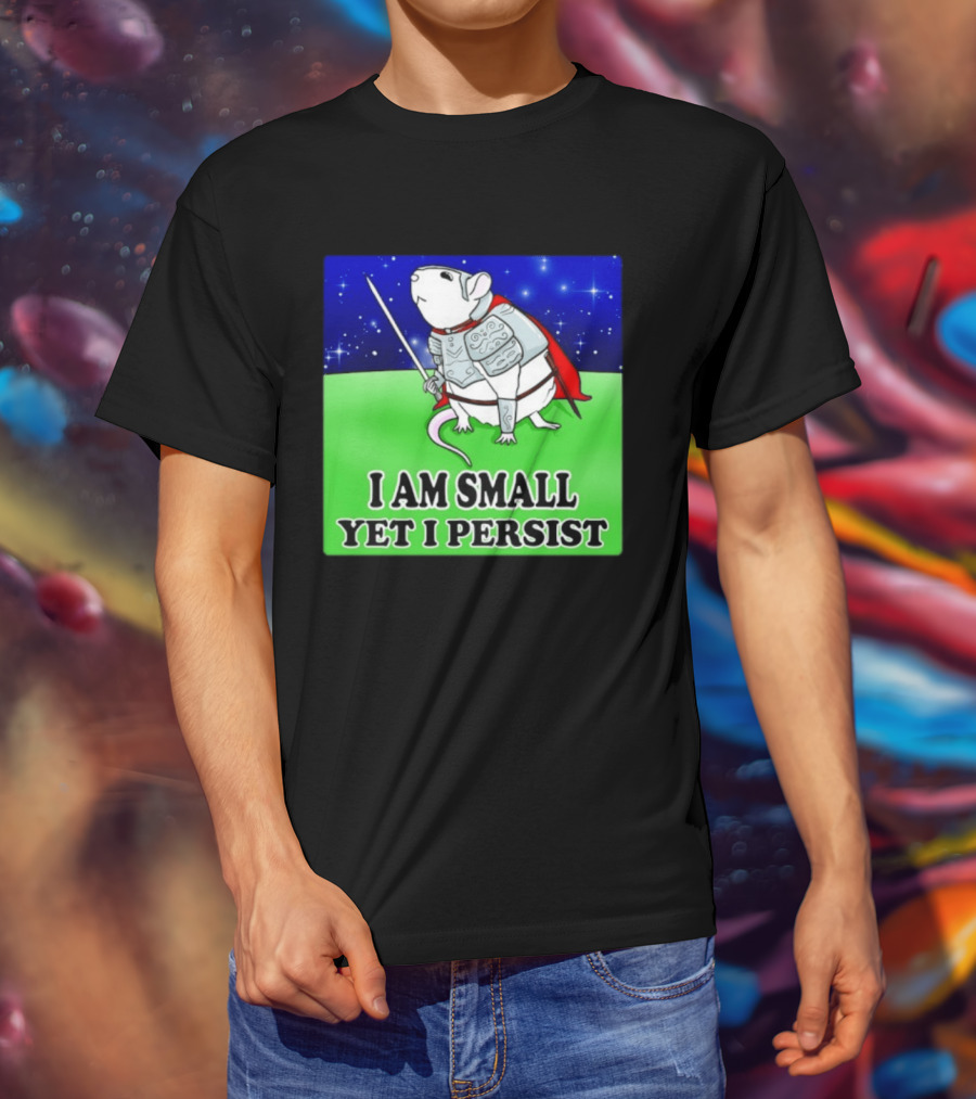 I Am Small Yet I Persist Knight Rat Armor Red Cape Stars T-Shirt