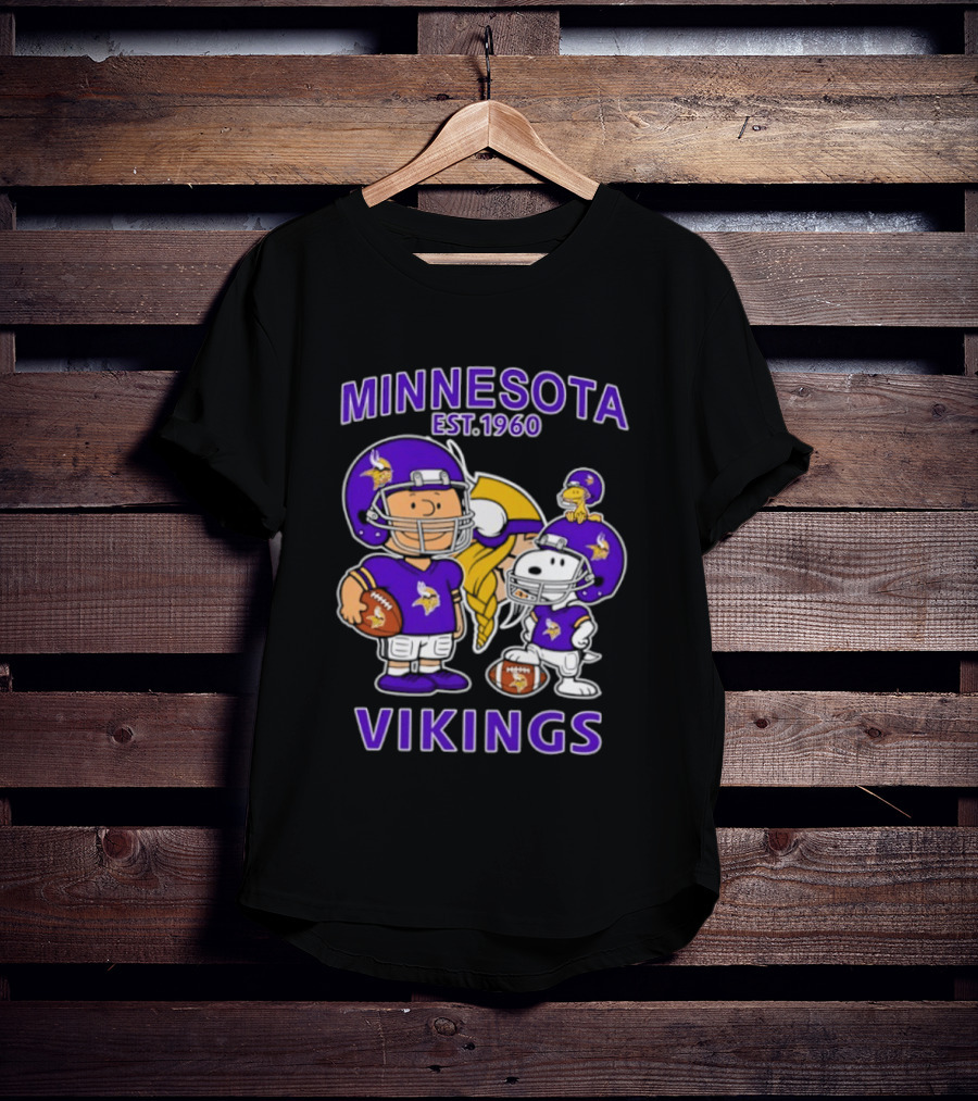 Minnesota Vikings Snoopy Charlie Brown Woodstock Est 1960 Football Team Fan Gear T-Shirt