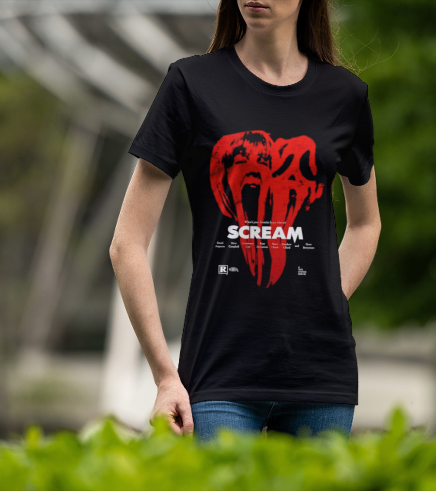 Scream What Is Your Favorite Scary Movie Blood Mask Painting T-Shirt