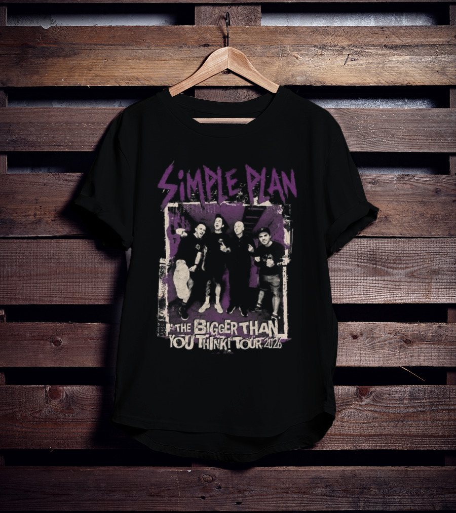 Simple Plan The Bigger Than You Think Tour 2026 The Sequel Band Photo Cities List T-Shirt