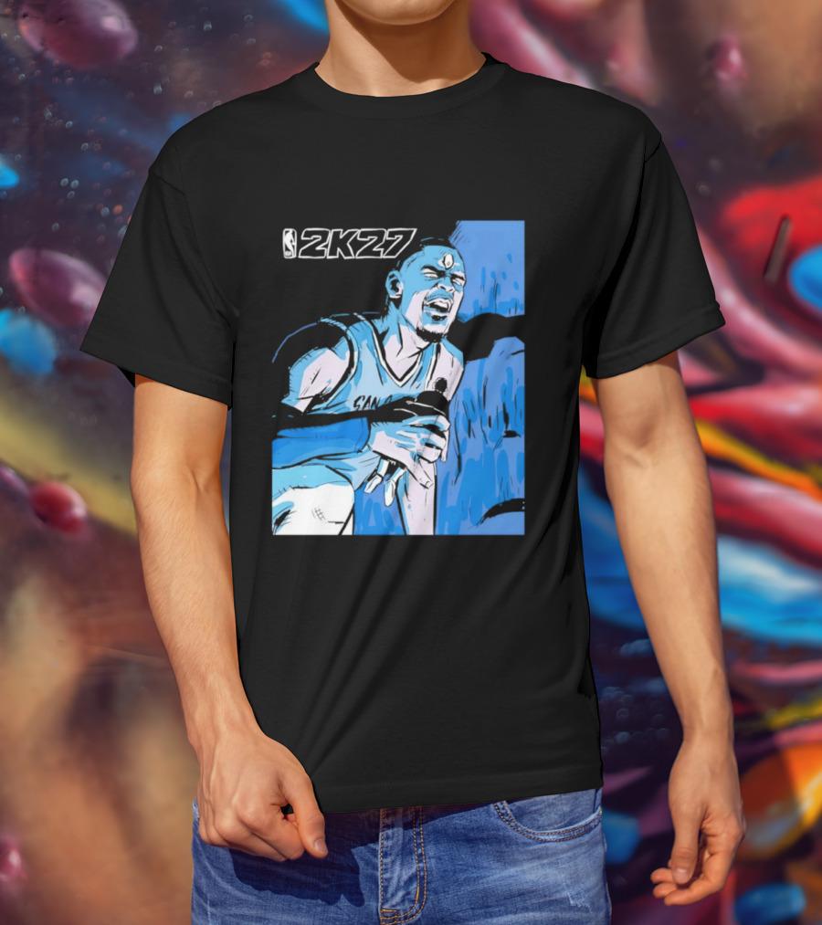 Victor Wembanyama NBA 2K27 Basketball Game Cover T-Shirt