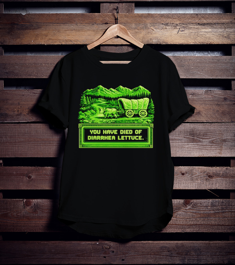 You Have Died Of Diarrhea Lettuce Wagon Trail Retro Gaming T-Shirt