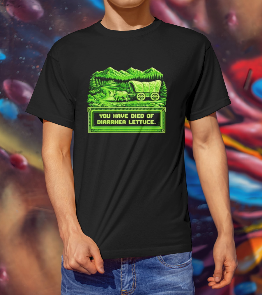 You Have Died Of Diarrhea Lettuce Wagon Trail Retro Gaming T-Shirt
