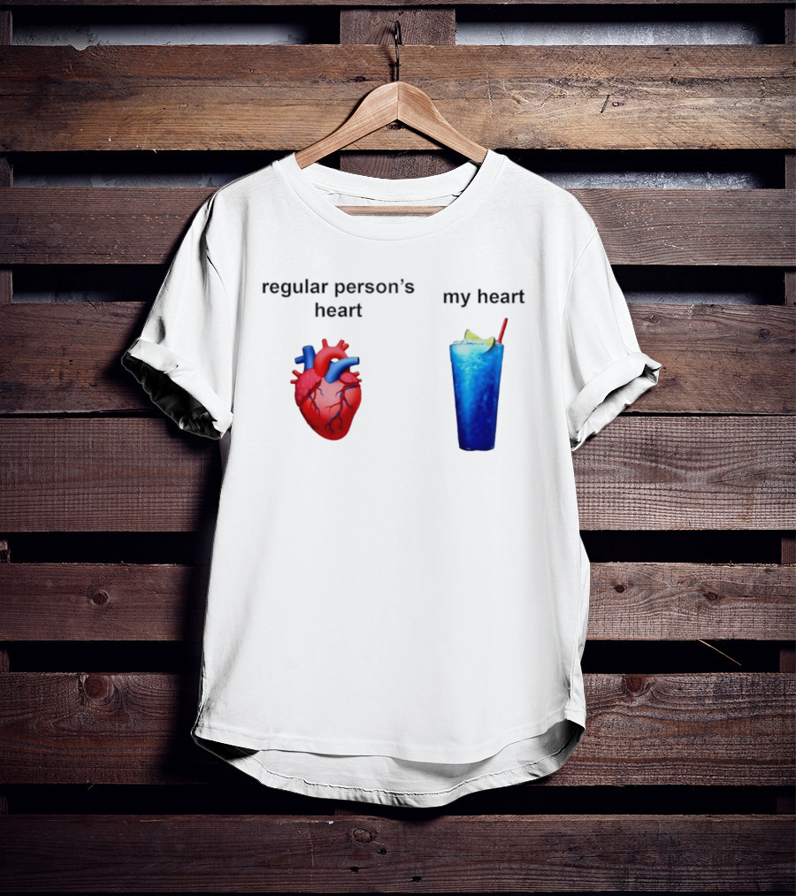 Regular Person's Heart Vs My Heart Blue Drink Emojis T-Shirt