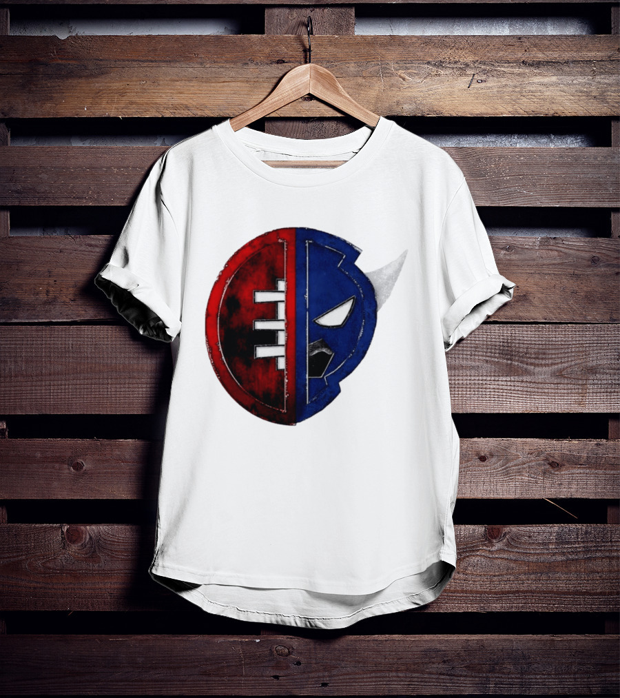 Buffalo Football Fusion Mask Emblem Red Blue Horns T-Shirt