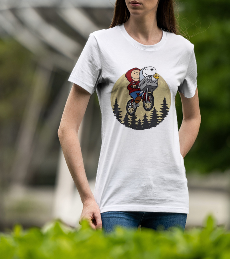 Moon Ride Snoopy And Charlie Brown Bicycle Adventure T-Shirt