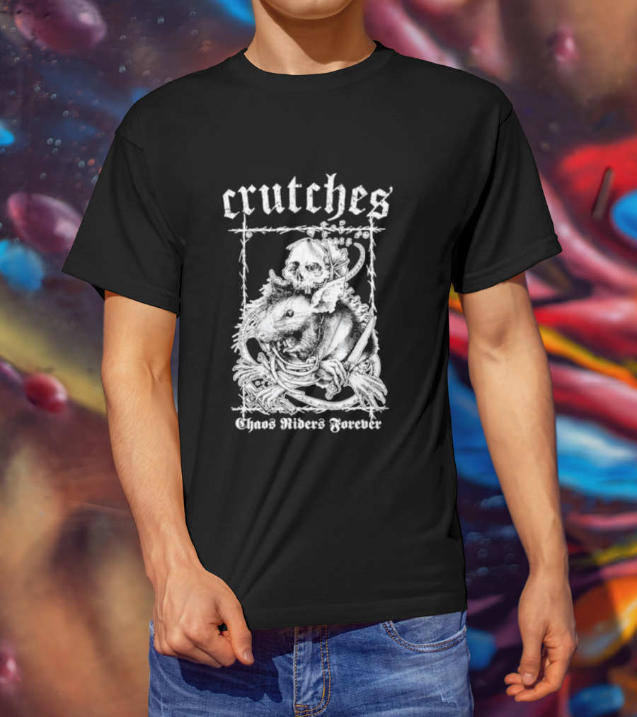 Crutches Chaos Riders Forever Skull Punk Rock T-Shirt