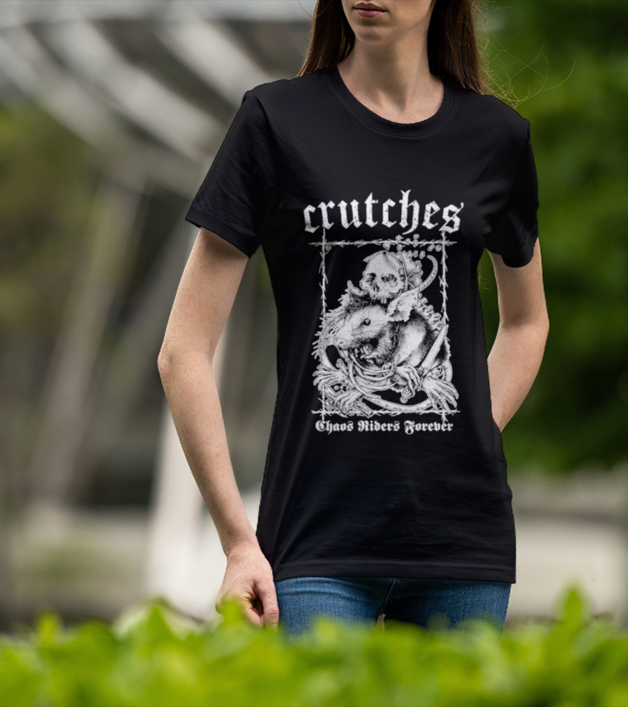 Crutches Chaos Riders Forever Skull Punk Rock T-Shirt