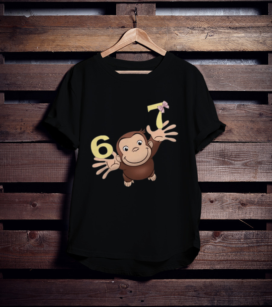 Curious George 67 Birthday Celebration Monkey And Numbers T-Shirt