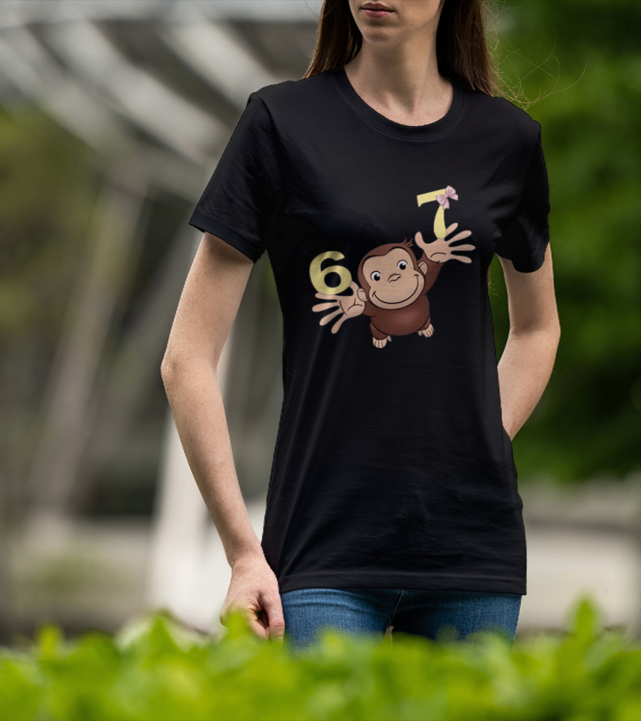 Curious George 67 Birthday Celebration Monkey And Numbers T-Shirt