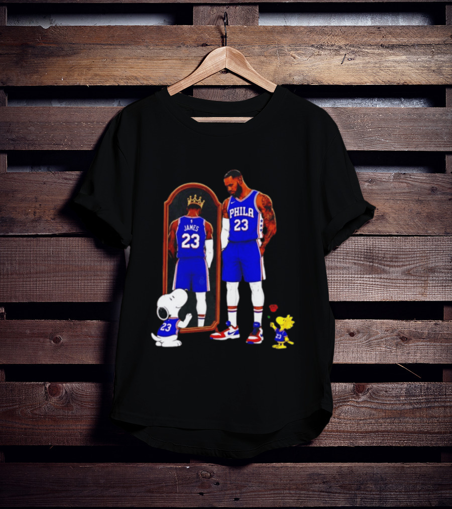 Snoopy Woodstock Mirror 23 King James Philadelphia 76ers T-Shirt