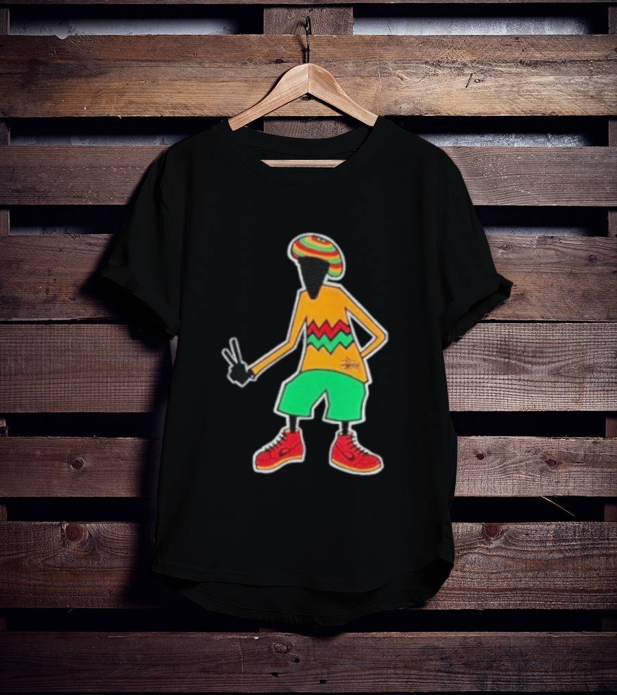 Stussy Rasta Man Peace Sign Reggae Streetwear Jamaica Style Fashion T-Shirt
