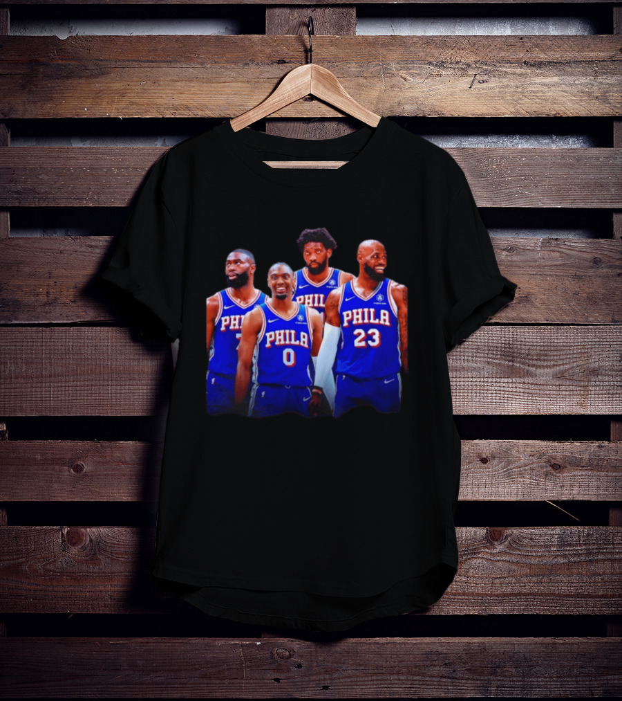 Philadelphia 76ers Joel Embiid Tyrese Maxey Paul George LeBron James NBA Team T-Shirt