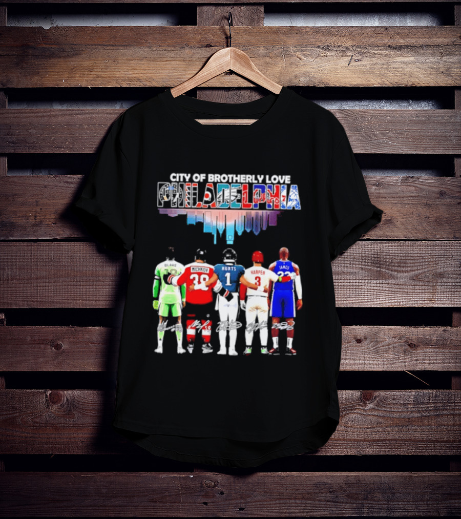 City Of Brotherly Love Philadelphia Skyline James Harper Hurts Blake Michkov T-Shirt
