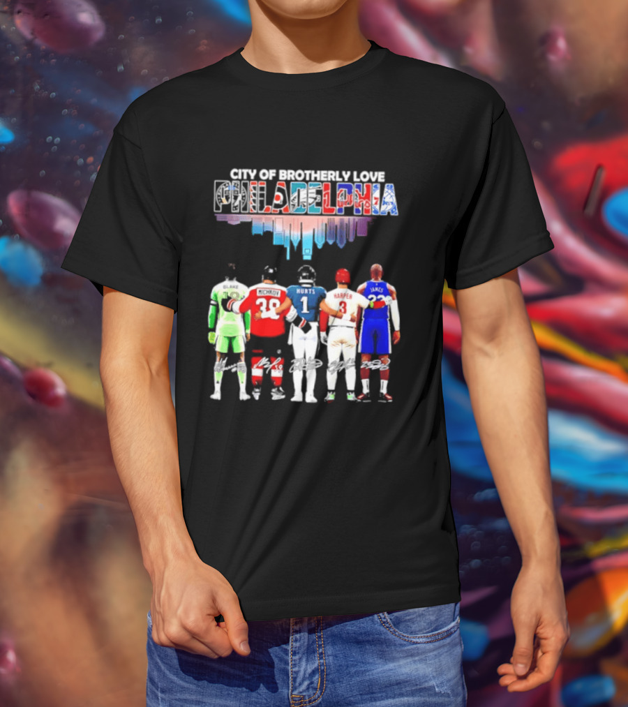 City Of Brotherly Love Philadelphia Skyline James Harper Hurts Blake Michkov T-Shirt