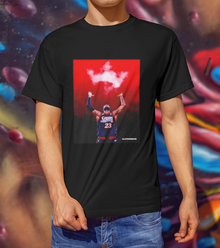 LeBron James Philadelphia 76ers No 23 ClutchPoints King Celebration T-Shirt