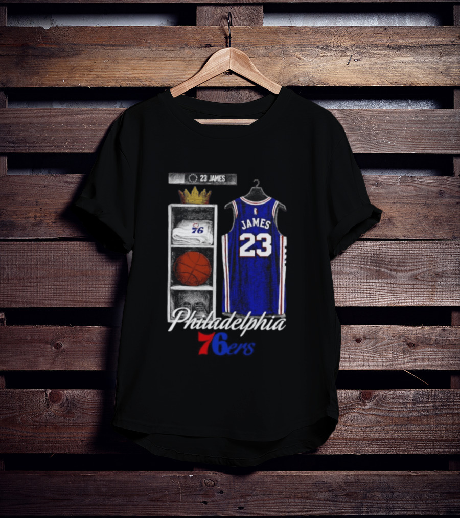 LeBron James 23 Jersey Philadelphia 76ers Locker Room T-Shirt