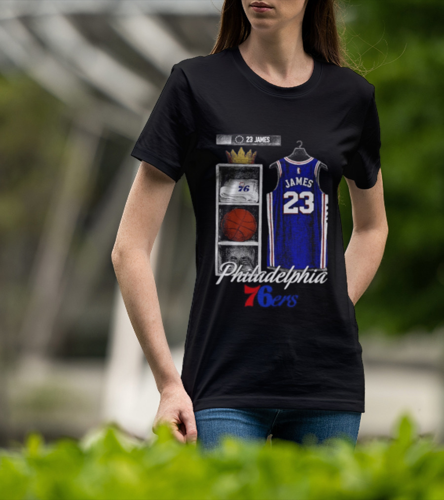 LeBron James 23 Jersey Philadelphia 76ers Locker Room T-Shirt