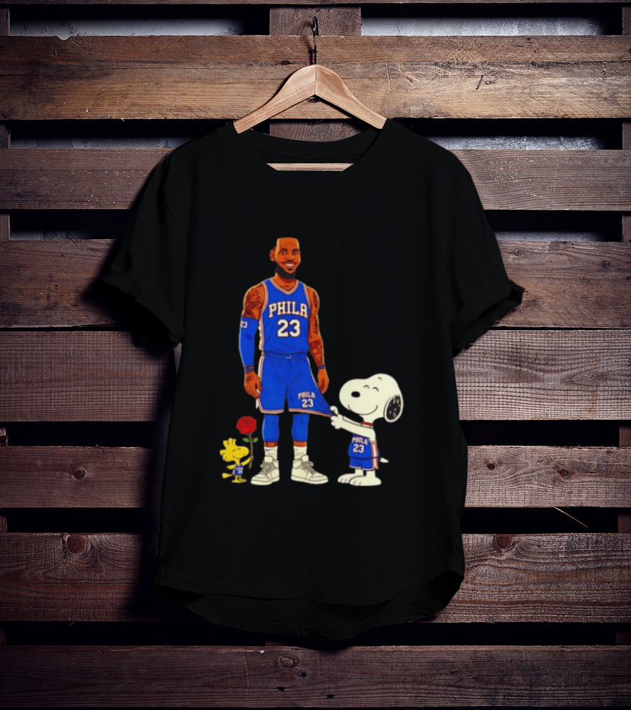 LeBron James Peanuts Collaboration Philadelphia 76ers Snoopy Woodstock 23 Jersey T-Shirt