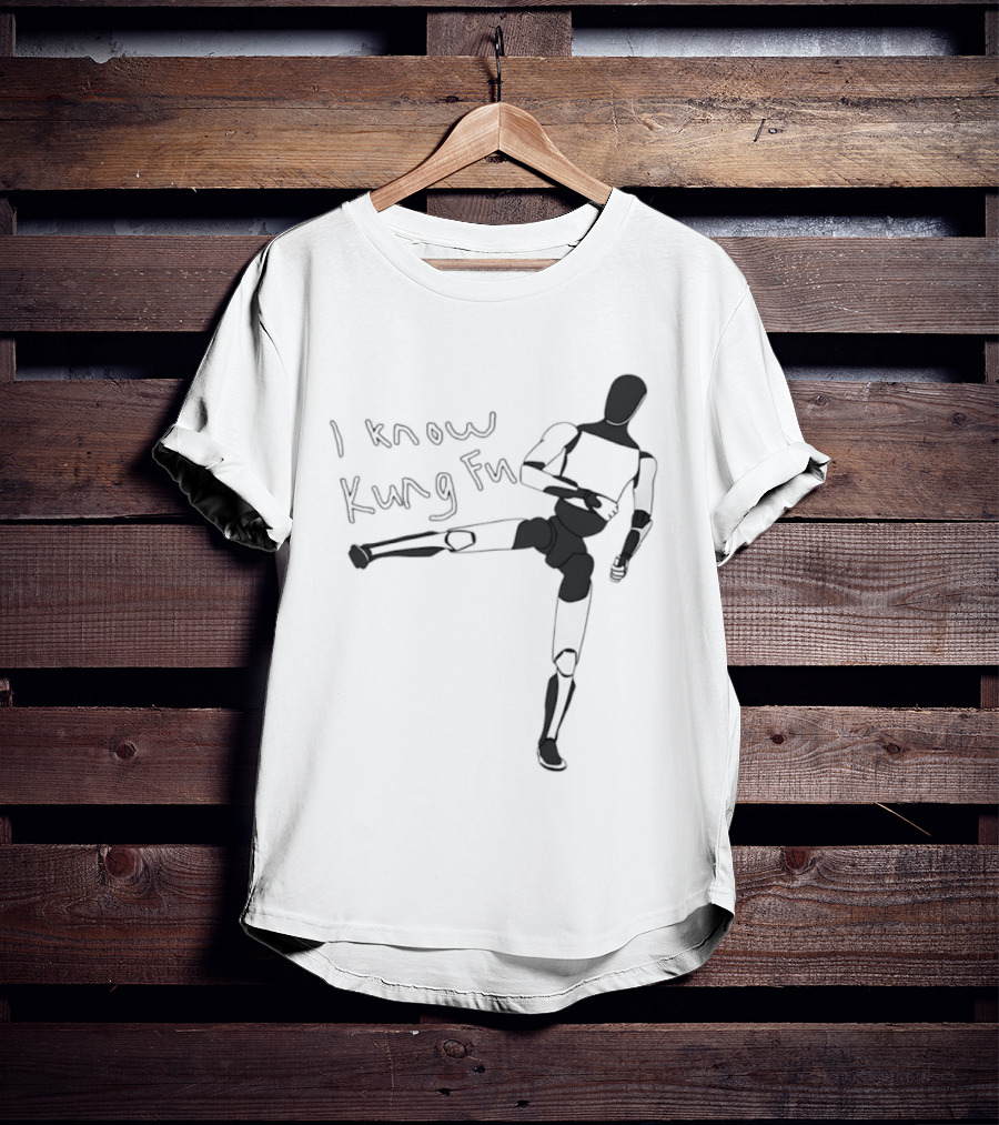 I Know Kung Fu Matrix Mannequin Neo Martial Arts Pose T-Shirt