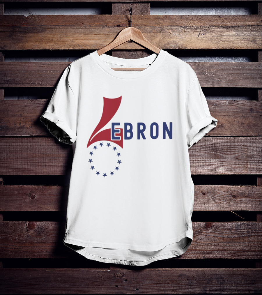 Lebron Stars Circle Red Blue буквенный логотип 76 Ers T-Shirt