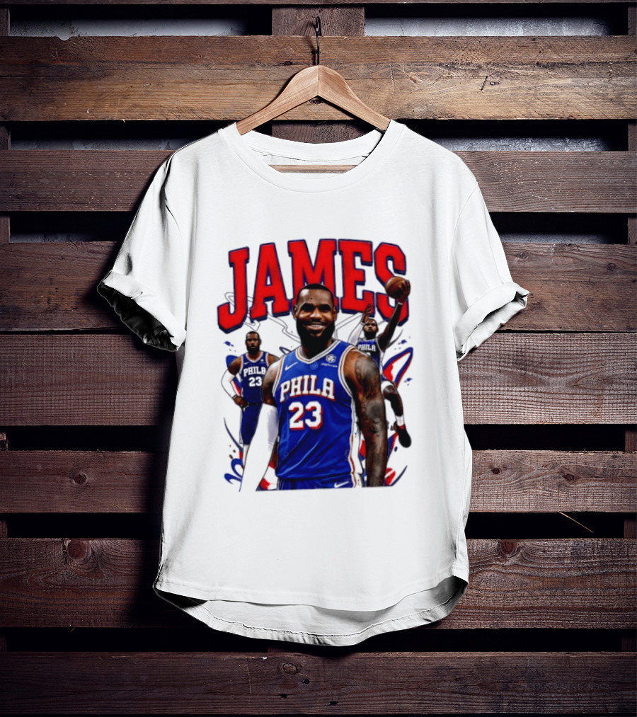 Philadelphia 76ers LeBron James 2026 Basketball Player T-Shirt