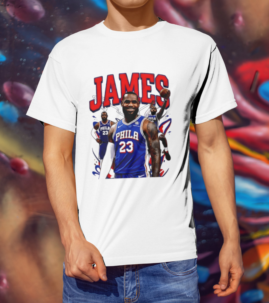 Philadelphia 76ers LeBron James 2026 Basketball Player T-Shirt