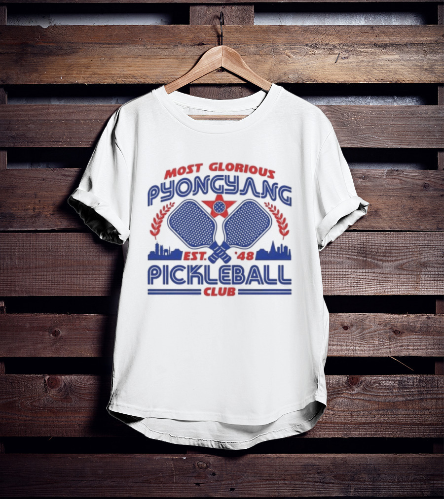 Most Glorious Pyongyang Pickleball Club Established 1948 Retro Paddle T-Shirt