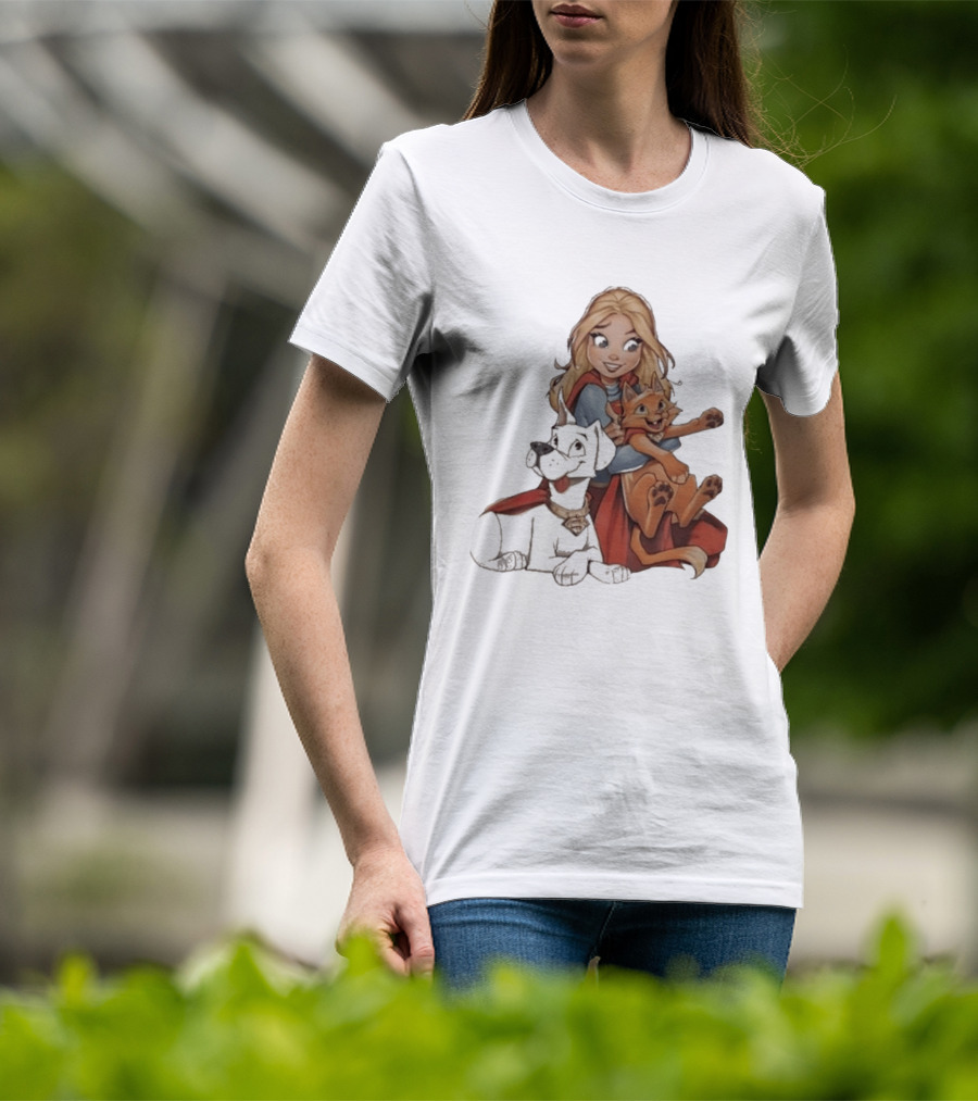 Supergirl Krypto Streaky Cartoon Characters Fun T-Shirt