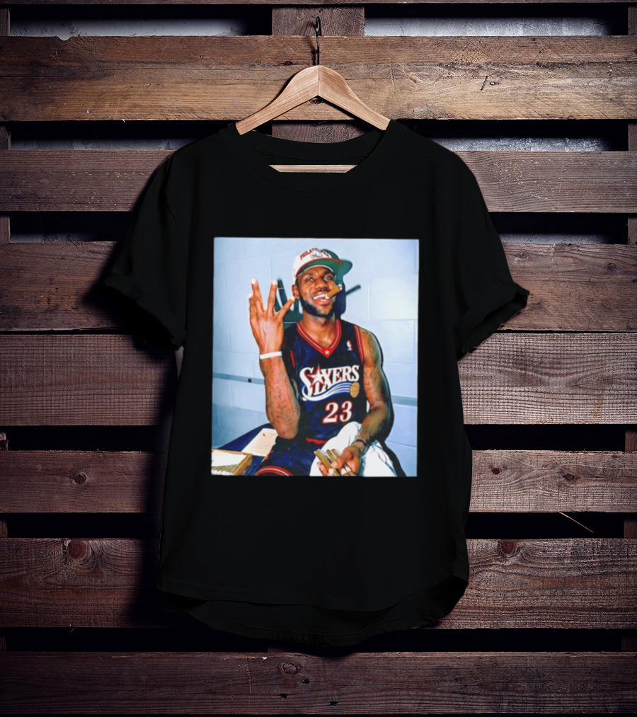 Philadelphia 76ers LeBron James 23 Cigar Photo T-Shirt