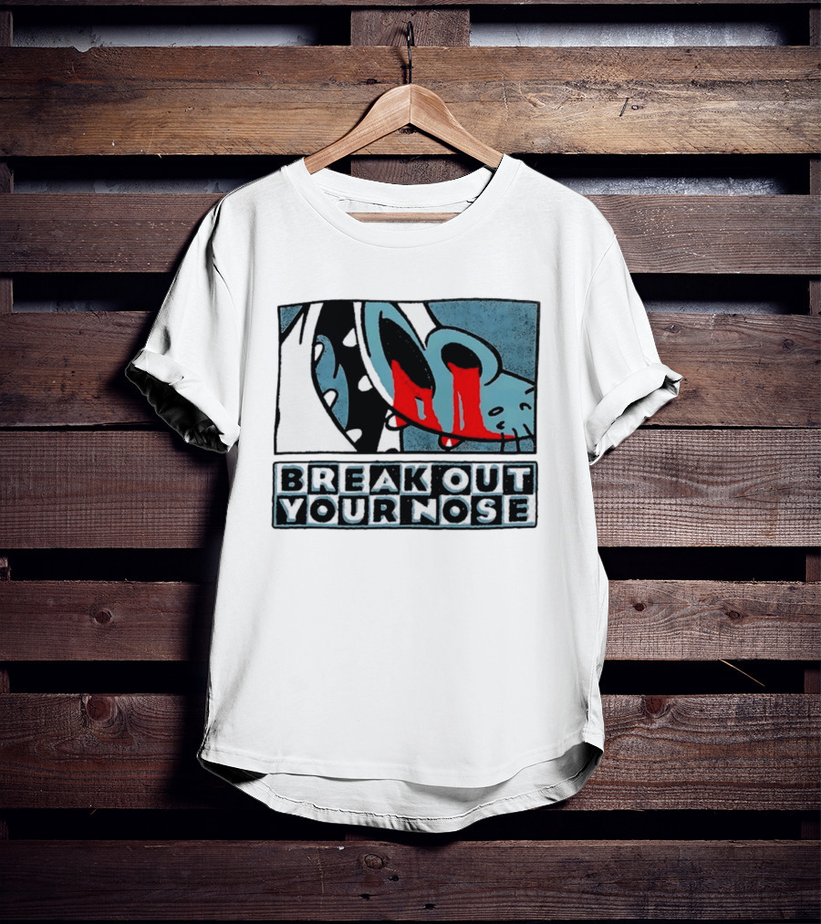 Break Out Your Nose Comic Style Cartoon With Red Accent T-Shirt