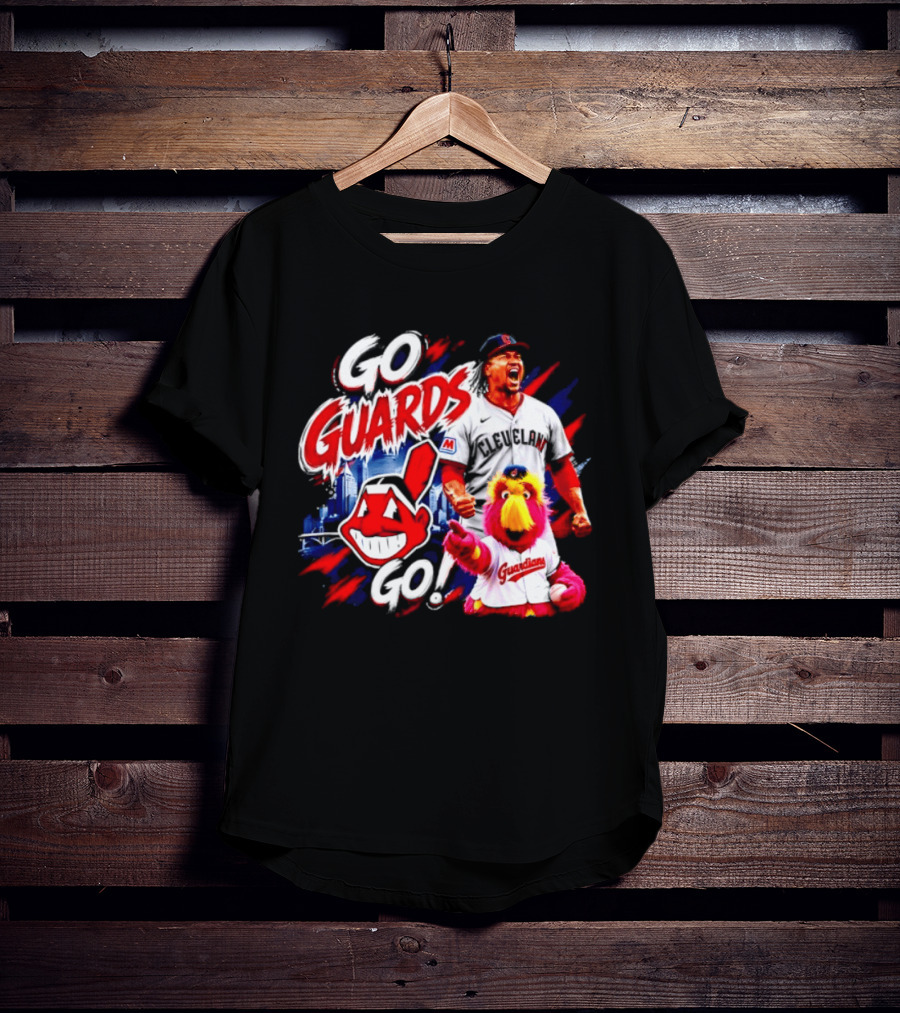 Jose Ramirez Cleveland Guardians Go Guards Go City Skyline Baseball Cheers T-Shirt