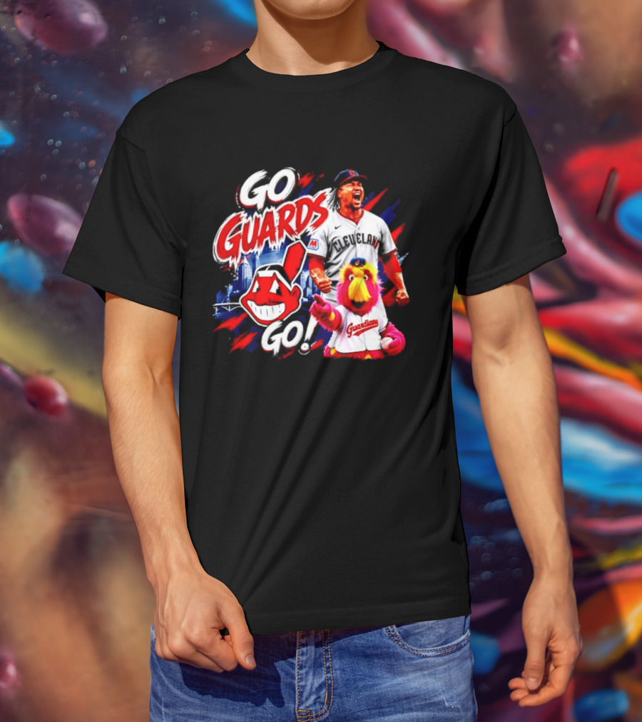 Jose Ramirez Cleveland Guardians Go Guards Go City Skyline Baseball Cheers T-Shirt