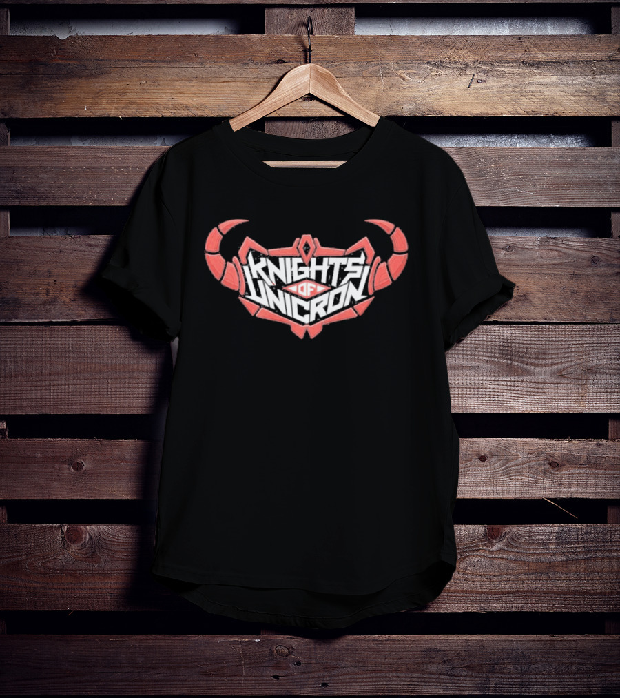 Knights Of Unicron Red Horned Icon With Stylized Text And Horns T-Shirt