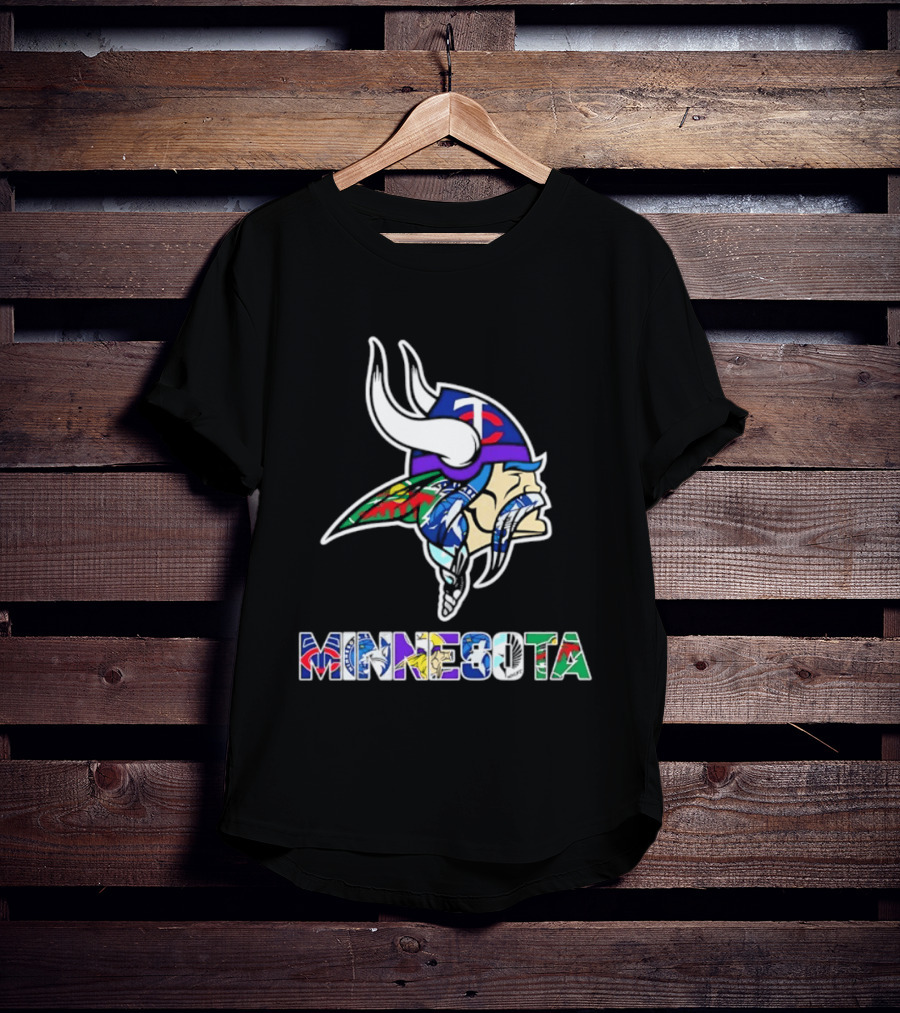 Minnesota Vikings Twins Wild Timberwolves United Team Fans Mashup T-Shirt