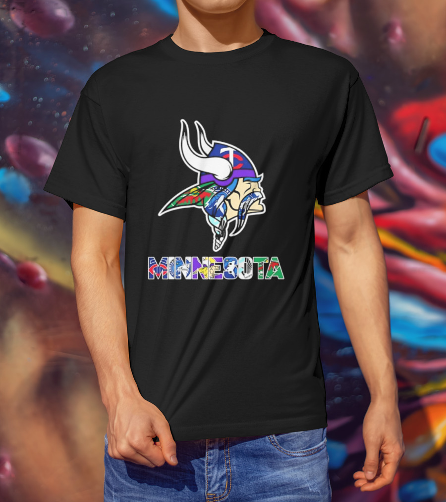 Minnesota Vikings Twins Wild Timberwolves United Team Fans Mashup T-Shirt