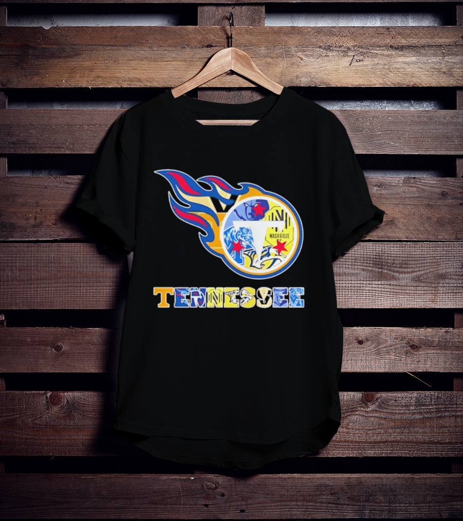 Tennessee Titans Nashville Predators Memphis Grizzlies Nashville SC Logos Mashup T-Shirt